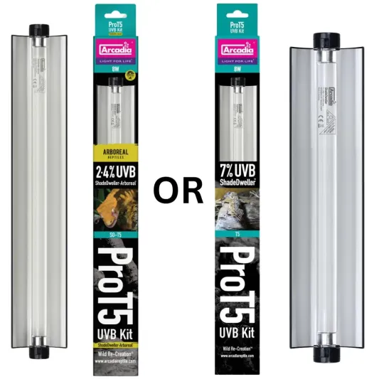 Arcadia Shade Dweller UVB Light Kit - Arcadia Shade Dweller ARBOREAL PRO T5 Kit 2.4% UVB or Arcadia Shade Dweller Pro T5 UVB Kit 7% UVB