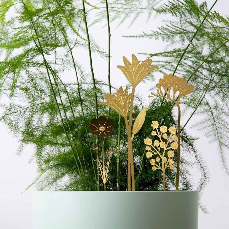 Brass Bloom Bouquet with Fern