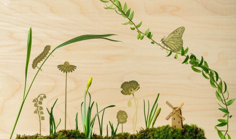 Brass Bloom Terrarium Scene