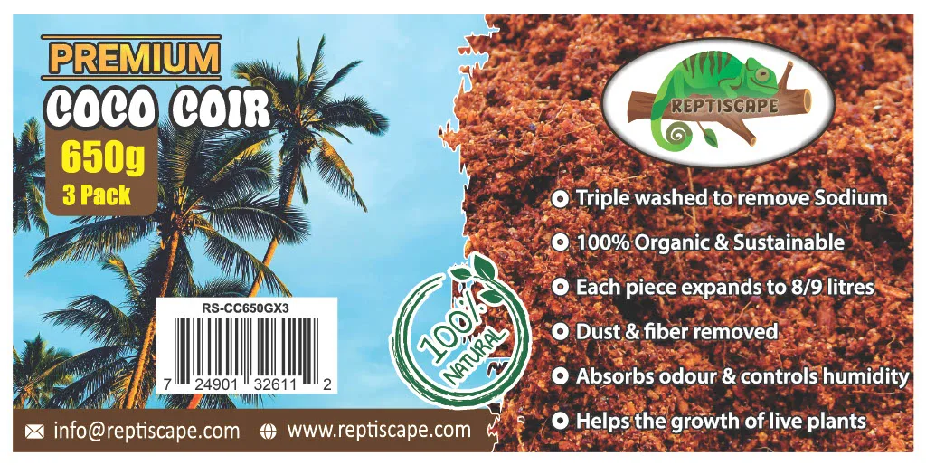 Reptiscape Coco Coir Eco Earth 3pack Lable